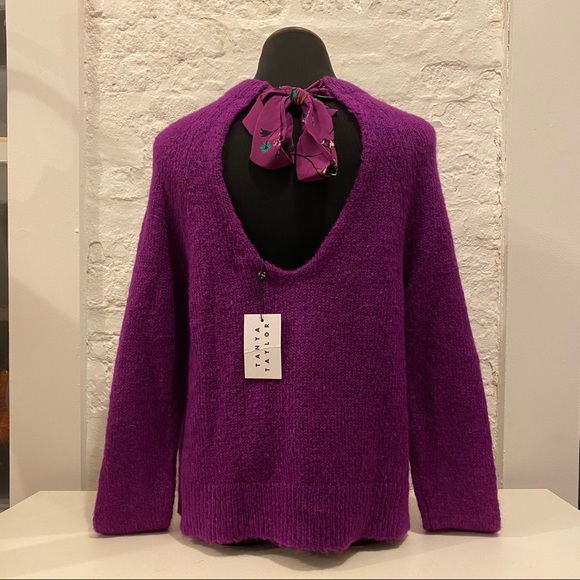 TANYA TAYLOR Open Back Sweater